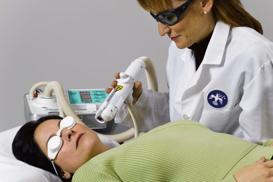 Girl do laser peeling