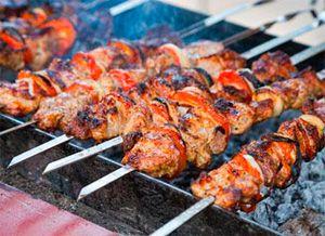 On the grill barbecue skewers fried