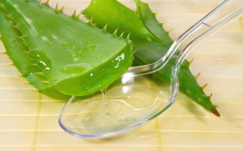 Aloe juice on a spoon