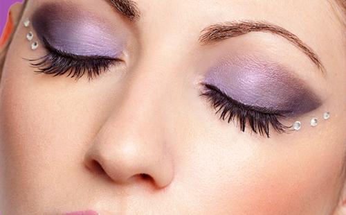 Girl with purple shadows.