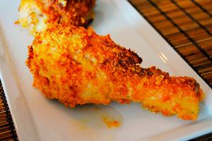 Appetizing fried crispy chicken leg