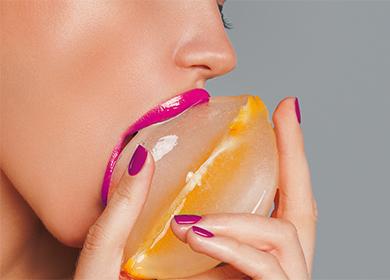 Ice on the lips