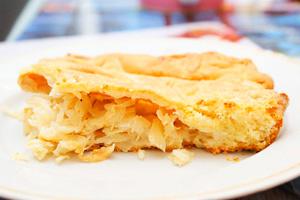 A piece of classic cabbage pie