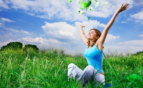 Girl does gymnastics in the fresh air