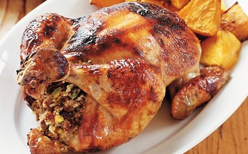 Appetizing chicken on a white plate