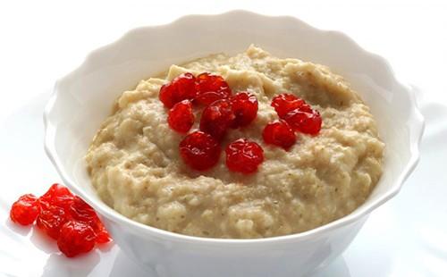 Bright berries oleagate on white oatmeal