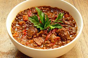 Caucasian roast in a white bowl