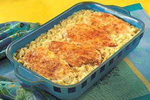 Fried chicken with scented rice in a metal mold