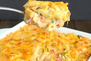 Chicken horns and lots of cheese