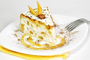 Cottage cheese casserole with peaches
