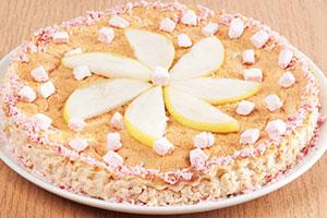 Cottage cheese casserole with pears and marshmallows