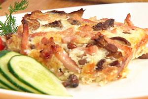 Potato casserole with pickled mushrooms