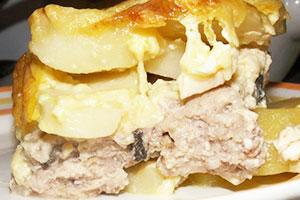 Classic potato casserole with meat
