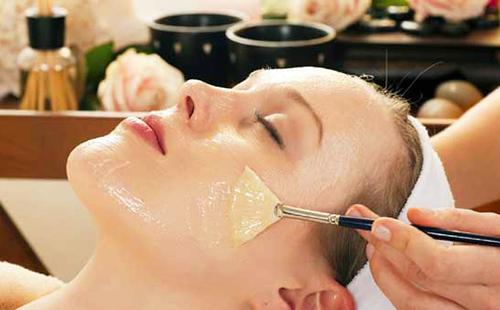 A glycerin mask is applied to a girl's face