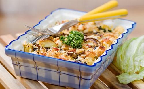 Dumplings casserole in a beautiful plate