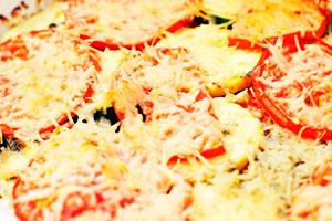 Zucchini casserole with tomato and cheese