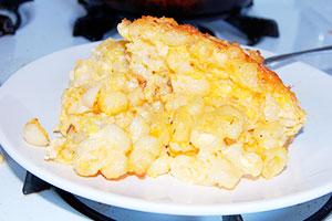 Pasta casserole with egg and cream