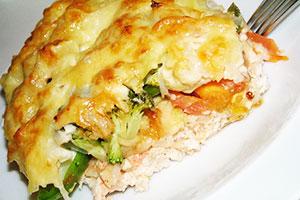 Potato casserole with minced chicken