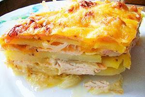 Potato and Chicken Meat Casserole