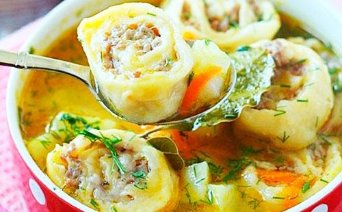 Lazy dumplings on a spoon