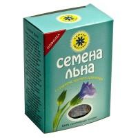 Flax seeds in a blue box