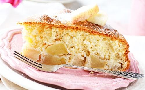 A piece of charlotte on a plate