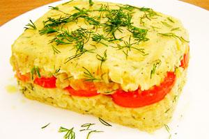 Mashed potato casserole with tomatoes