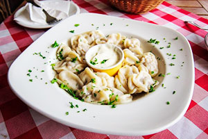 Dumplings in a deep plate
