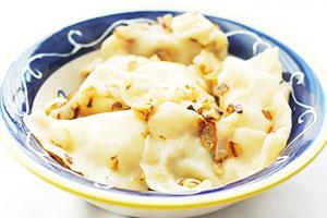 Dumplings with potatoes in a plate