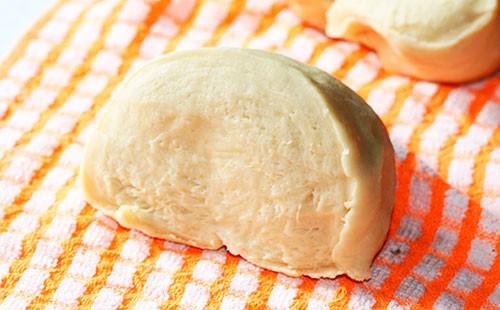 A piece of custard dough on a towel