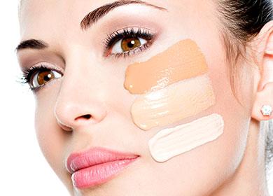 Foundation on the cheek