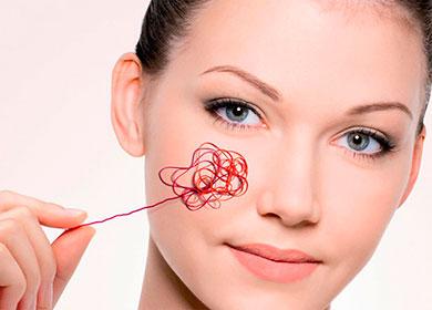 Red thread on the face