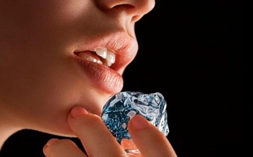 Ice near the lips
