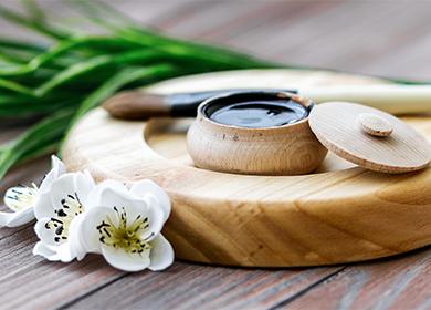 Black mask in a bowl
