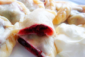 Steamed raspberries with raspberries