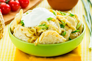 Dumplings with cabbage and mushrooms