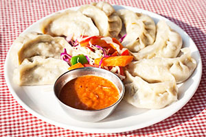 Dumplings with mushrooms and vegetables