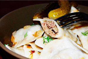 Dumplings with meat and sauerkraut