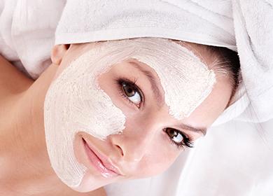 Girl with a white mask on her face