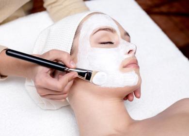 Girl with a white mask on her face