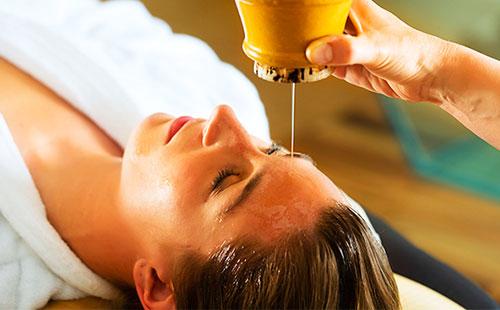 Oil is pouring on the face