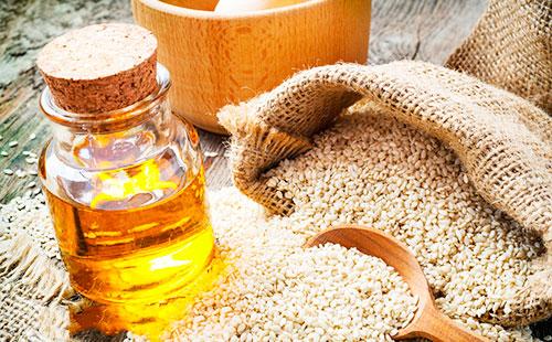 Sesame seeds with a spoon