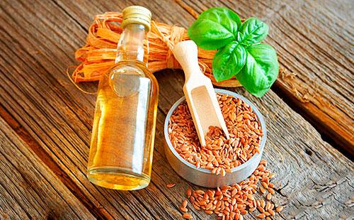 Flax oil on the table