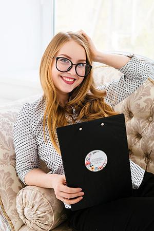 Wedding organizer with his big folder