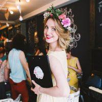 A wreath of flowers creates a festive mood