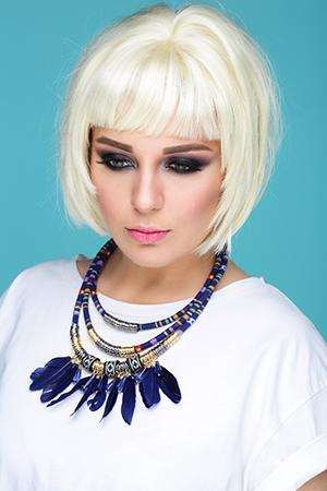 Girl in a chic white wig