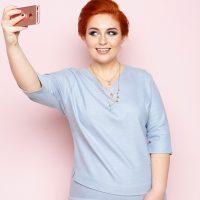 Naughty selfie in blue