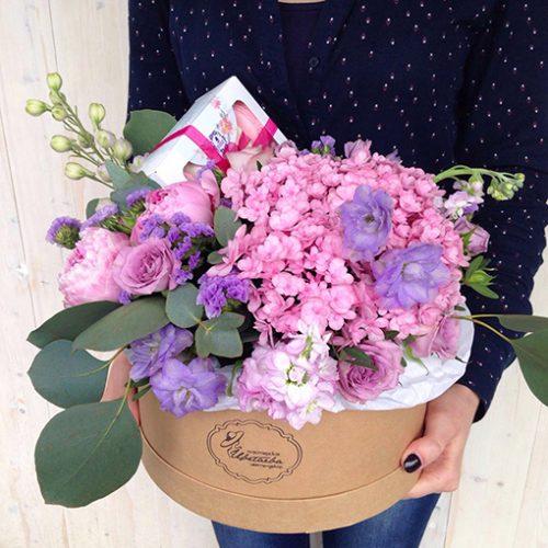 Pink flowers diluted with blue