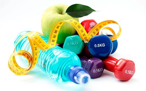 Water Bottle and Dumbbell