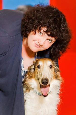 Tatyana with the rescued greyhound Whirlwind